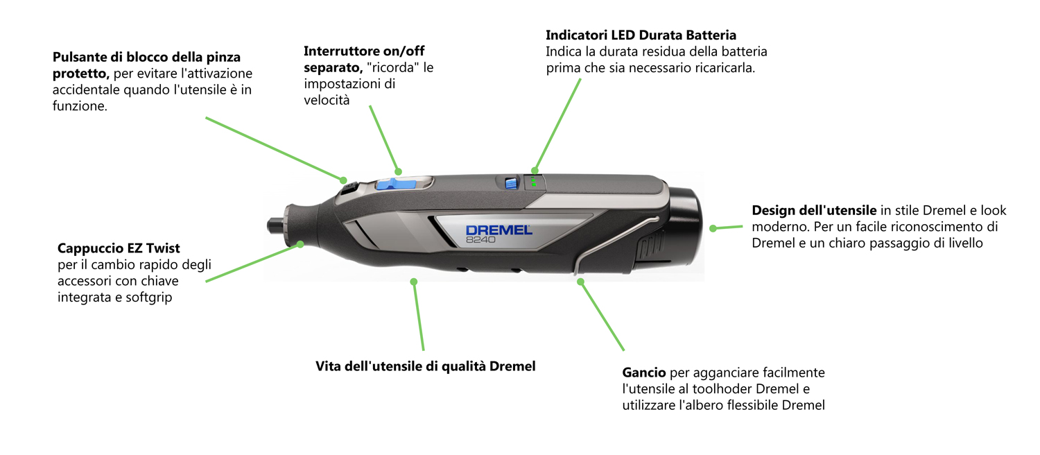 Dremel 2 batteria 12v + accessori con regolazione della velocità
