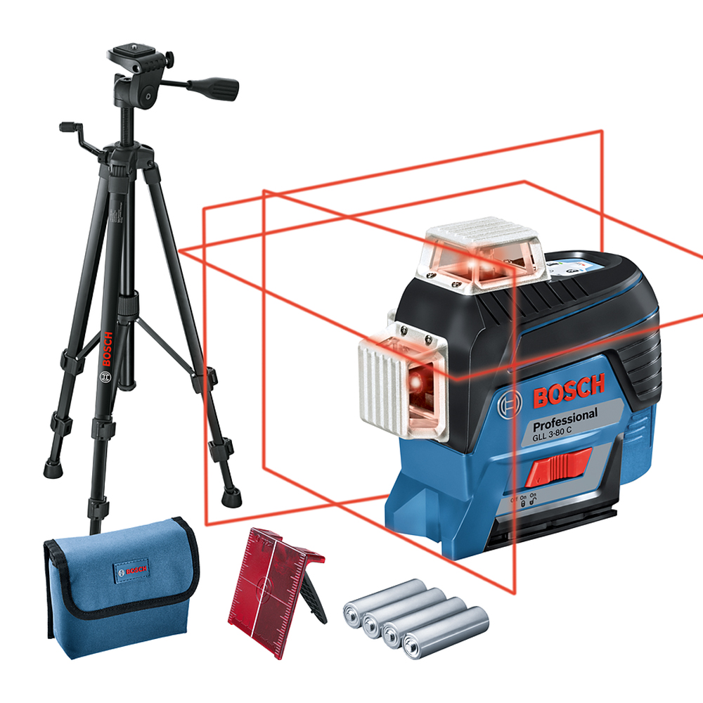 Livella laser 3 linee gll 3-80 c con treppiedi bt 150 0601063r01  professional bosch