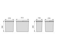 Contenitori per cassetti da cucina Recycle, Altezza 266, 2x15 + 2x7, Plastica grigio antracite, Tecnoplastica, 1 set 8198523 EMUCA - foto 1