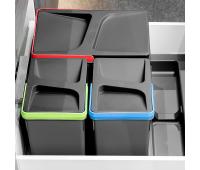 Contenitori per cassetti da cucina Recycle, Altezza 266, 1x15 lt + 2x7lt Plastica grigio antracite 1 set. 8198423 EMUCA - foto 2