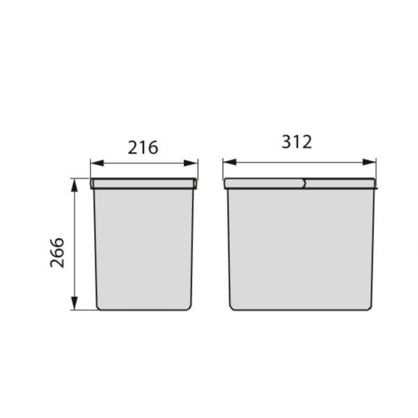 Contenitore per cassetti da cucina, altezza 266 mm, 1 x 15L, Grigio antracite 8198123 EMUCA - foto 2