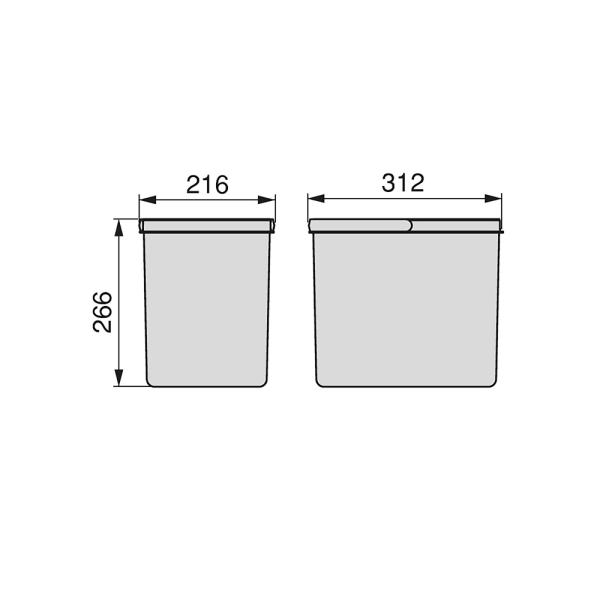 Contenitori per cassetti da cucina, altezza 266 mm, 2 x 15L, Grigio antracite 8198223 EMUCA - foto 2