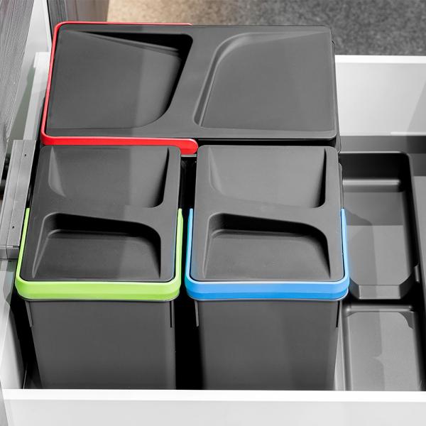 Contenitori per cassetti da cucina Recycle, Altezza 216, 1x12 + 2x6, Plastica grigio antracite, Tecnoplastica 8197823 EMUCA - foto 3