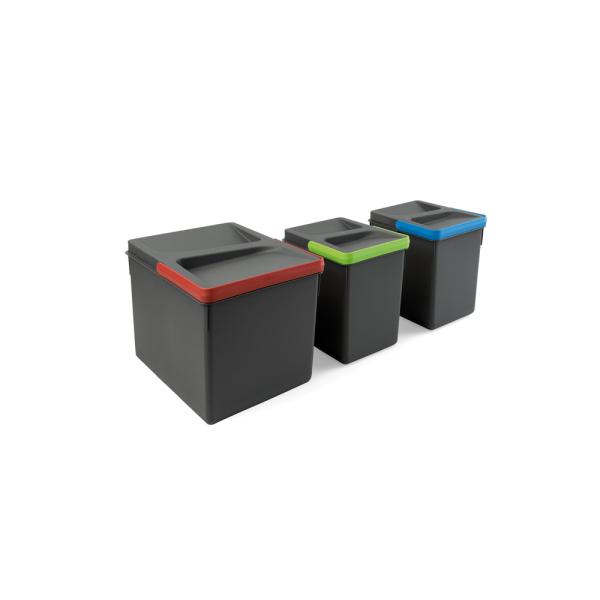 Contenitori per cassetti da cucina Recycle, Altezza 216, 1x12 + 2x6, Plastica grigio antracite, Tecnoplastica 8197823 EMUCA