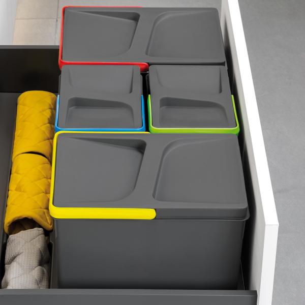 Contenitori per cassetti da cucina Recycle, Altezza 216, 2x12 + 2x6, Plastica grigio antracite, Tecnoplastica 8197923 EMUCA - foto 1