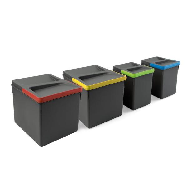 Contenitori per cassetti da cucina Recycle, Altezza 216, 2x12 + 2x6, Plastica grigio antracite, Tecnoplastica 8197923 EMUCA - foto 2