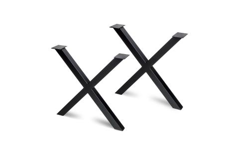 Set di due gambe Cross per tavolo, altezza 695 mm, verniciate nero 2040214 EMUCA