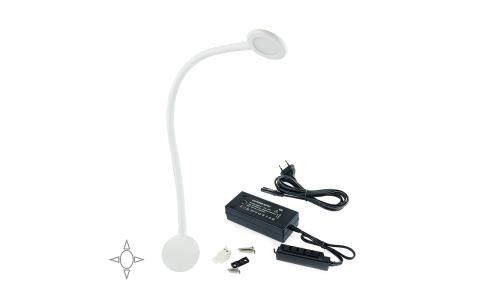 Applique LED Kuma rotondo, braccio flessibile, sensore touch, 2 USB, luce bianca naturale, Plastica, Bianco 5014615 EMUCA