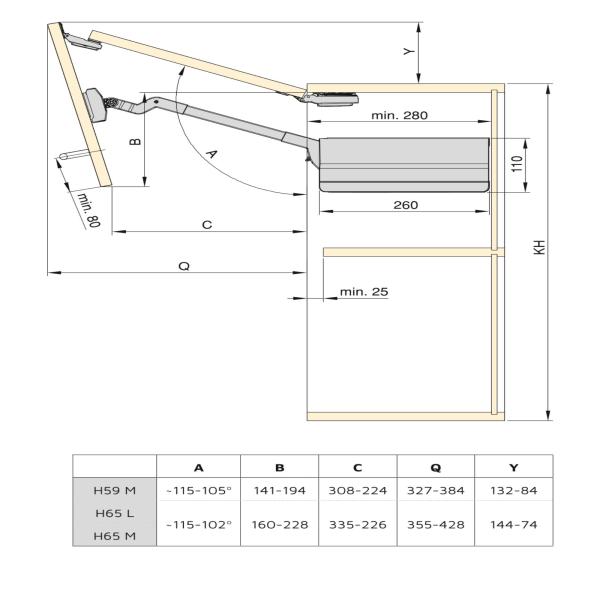 Braccetto Agile Flap per doppia porta sollevabile, 3,7-7,2kg, Acciaio e plastica, Grigio antracite 1214023 EMUCA - foto 2