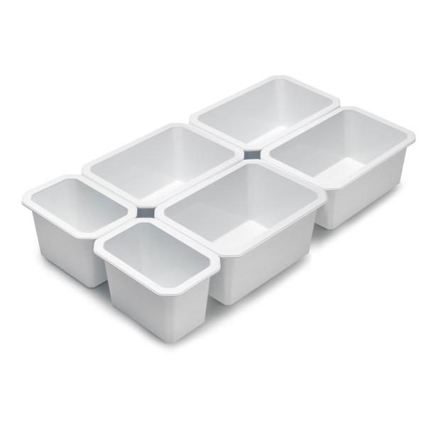Contenitori organizer per cassetti da bagno Tidy, Plastica bianca, Tecnoplastica, 6 cubi 8098615 EMUCA