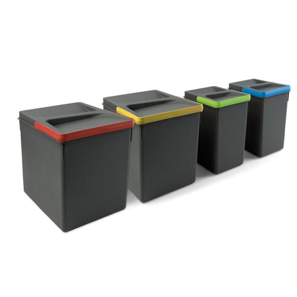 Contenitori per cassetti da cucina recycle, altezza 266, 2x15 + 2x7,  plastica grigio antracite, tecnoplastica, 1 set 8198523 emuca