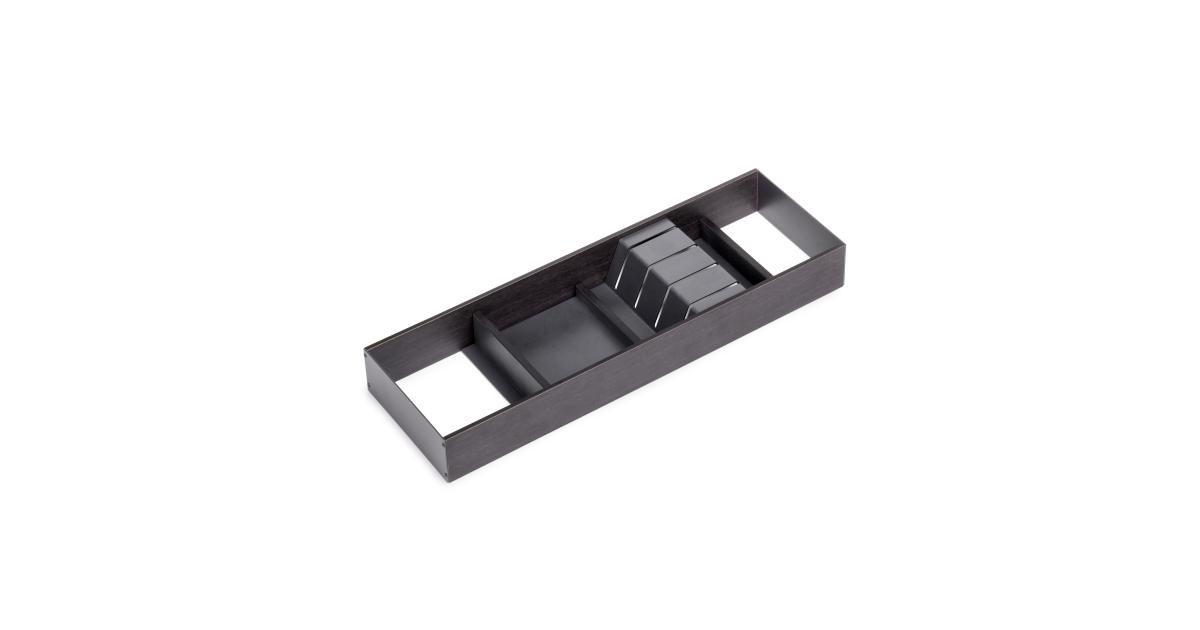 Portacoltelli orderbox per cassetto, 150x470 mm, grigio antracite, acciaio  e legno 3069335 emuca